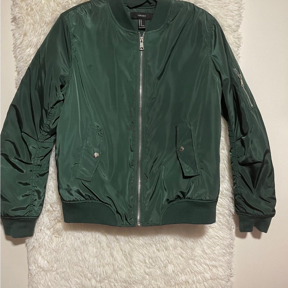 Forever 21 Deep Green Zip-Up Jacket